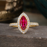 Classic Marquise Cut Ruby Halo Engagement Ring